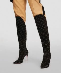 Christian Louboutin Alta Botta Plume Suede Knee-High Boots 100 BK65 Knee High Boots -Christian Louboutin Online Shop christian louboutin alta botta plume suede knee high boots 100 17379078 35874857 1000