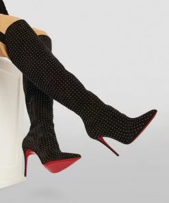 Christian Louboutin Alta Botta Plume Suede Knee-High Boots 100 BK65 Knee High Boots -Christian Louboutin Online Shop christian louboutin alta botta plume suede knee high boots 100 17379078 35874858 1000