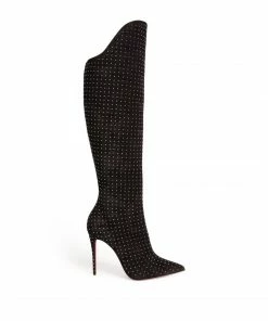 Christian Louboutin Alta Botta Plume Suede Knee-High Boots 100 BK65 Knee High Boots