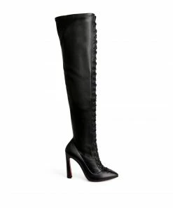 Christian Louboutin Anjel Alta Nappa Leather Boots 100 BK01 Over the Knee Boots