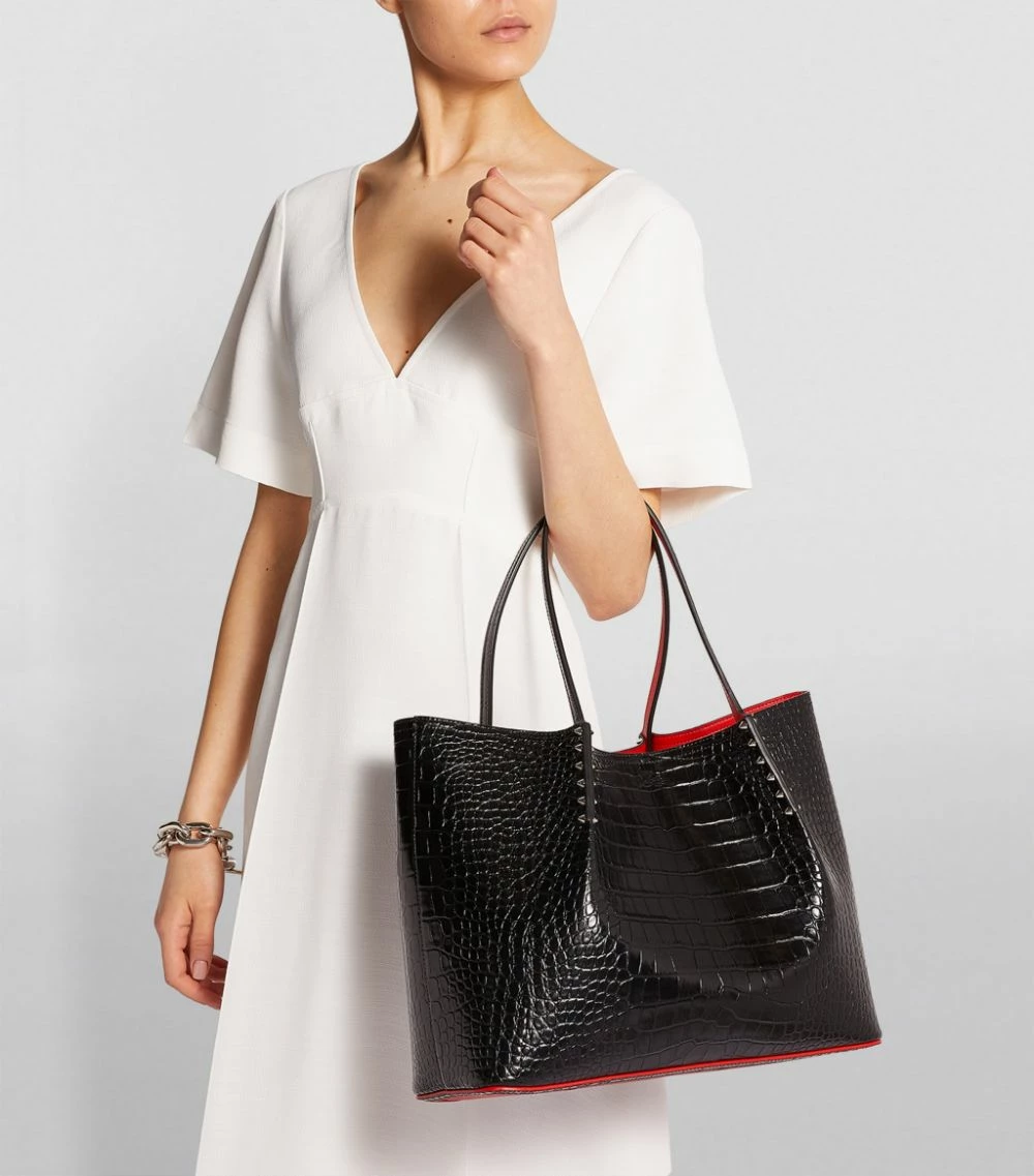 Christian Louboutin Cabarock Large Croc-Embossed Leather Cabarock Tote Bag BK01 Tote Bags 2 Christian Louboutin Cabarock Large Croc-Embossed Leather Cabarock Tote Bag BK01 Tote Bags - Image 2