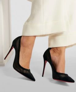 Christian Louboutin Galativi Suede Mesh-Panel Pumps 100 CM47 Courts -Christian Louboutin Online Shop christian louboutin galativi suede mesh panel pumps 100 16573119 32159751 1000