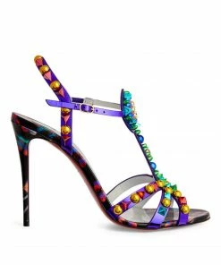 Christian Louboutin Goldora Embellished Leather Sandals 100 J991 Heeled Sandals