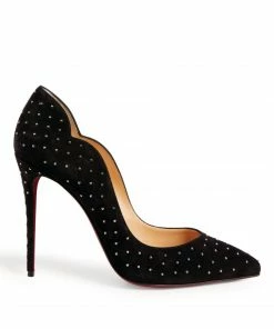Christian Louboutin Hot Chick Plume Suede Pumps 100 BK65 Courts