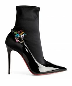 Christian Louboutin Jessie Booty Joli Patent Leather Boots 100 BK01 Courts