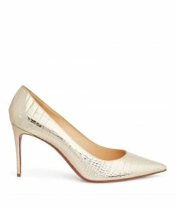 Christian Louboutin Kate Croc-Embossed Metallic Pumps 85 PL07 Courts