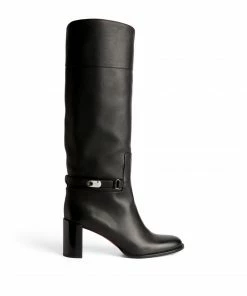 Christian Louboutin Lock Botta Leather Knee-High Boots 70 BK5T Knee High Boots