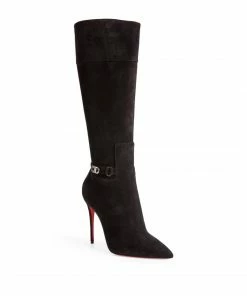 Christian Louboutin Lock Kate Suede Boots 100 BK01 Knee High Boots -Christian Louboutin Online Shop christian louboutin lock kate suede boots 100 17763718 37246523 1000