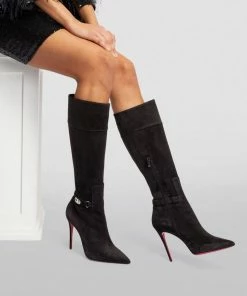 Christian Louboutin Lock Kate Suede Boots 100 BK01 Knee High Boots -Christian Louboutin Online Shop christian louboutin lock kate suede boots 100 17763718 37247912 1000