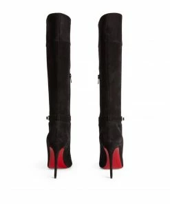 Christian Louboutin Lock Kate Suede Boots 100 BK01 Knee High Boots -Christian Louboutin Online Shop christian louboutin lock kate suede boots 100 17763718 37248658 1000