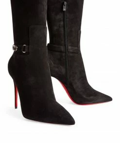 Christian Louboutin Lock Kate Suede Boots 100 BK01 Knee High Boots -Christian Louboutin Online Shop christian louboutin lock kate suede boots 100 17763718 37248664 1000
