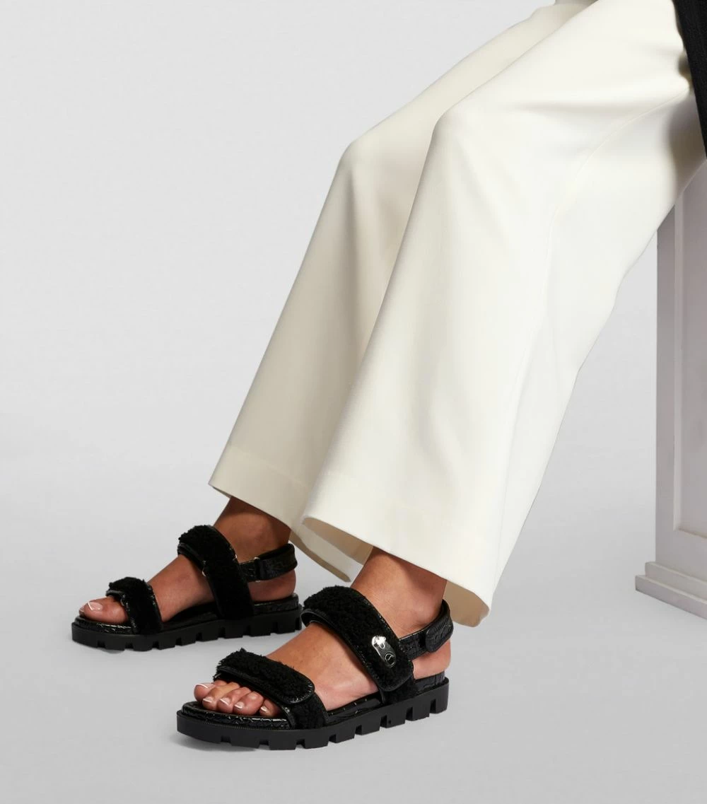 Christian Louboutin Lock Wool Sandals BK01 Flat Sandals 6 Christian Louboutin Lock Wool Sandals BK01 Flat Sandals - Image 6