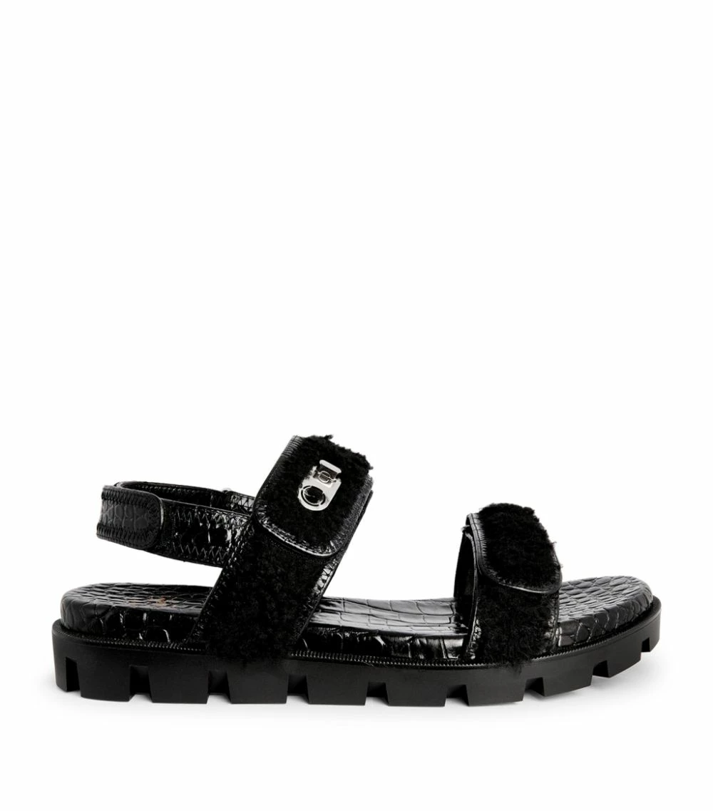 Christian Louboutin Lock Wool Sandals BK01 Flat Sandals 1 Christian Louboutin Lock Wool Sandals BK01 Flat Sandals