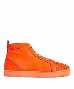 Christian Louboutin Lou Spikes Orlato Suede High-Top Sneakers O214