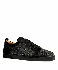 Christian Louboutin Louis Junior Embellished Suede Strass Sneakers BK01 Slip-On Sneakers