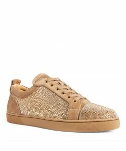 Christian Louboutin Louis Junior Embellished Suede Strass Sneakers C636 Slip-On Sneakers
