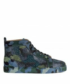 Christian Louboutin Louis Orlato Embellished Camouflage Sneakers J957 High-Top Sneakers