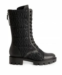 Christian Louboutin Pavleta Leather Combat Boots BK01 Ankle Boots