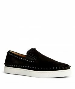 Christian Louboutin Pik Boat Studded Suede Sneakers CM53 Slip-On Sneakers