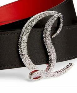 Christian Louboutin Satin-Leather Logo Belt B574 Belts -Christian Louboutin Online Shop christian louboutin satin leather logo belt 17710470 37256181 1000