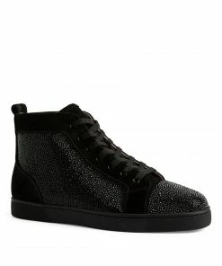 Christian Louboutin Suede Louis Strass High-Top Sneakers BK01