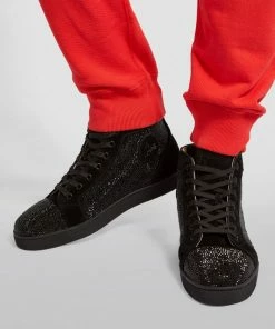 Christian Louboutin Suede Louis Strass High-Top Sneakers BK01 -Christian Louboutin Online Shop christian louboutin suede louis strass high top sneakers 16602522 32308739 1000