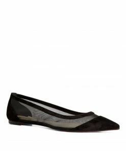 Christian Louboutin Suede Mesh-Panel Galativi Flats CM47 Ballet Flats