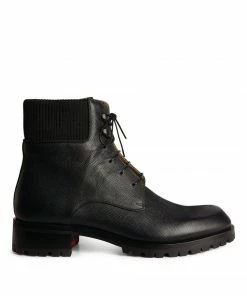 Christian Louboutin Trapman Leather Boots BL1U Lace Up Boots